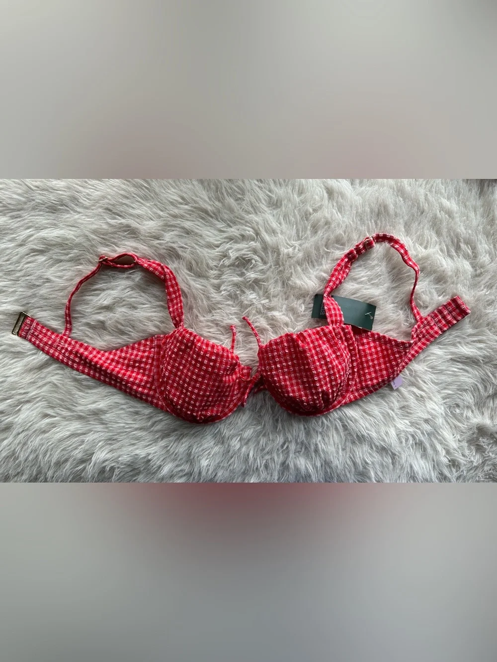 wild fable Red Gingham Underwire Bikini top  8-DD 10-D